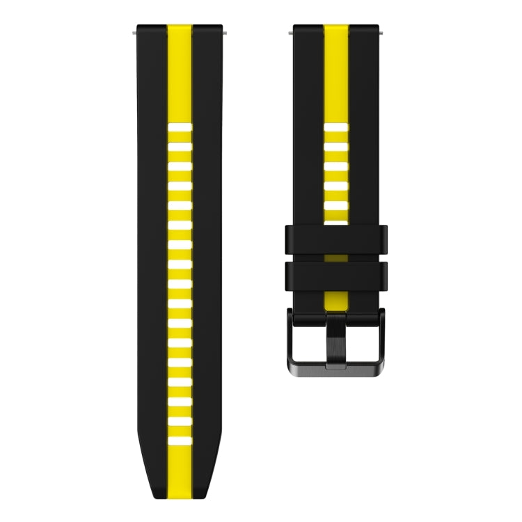 For Huawei Watch GT 3 / GT 3 Pro Vertical Two Color Silicone Watch Band(Black+Yellow) - Watch Bands by PMC TechLife | Online Shopping South Africa | PMC TechLife