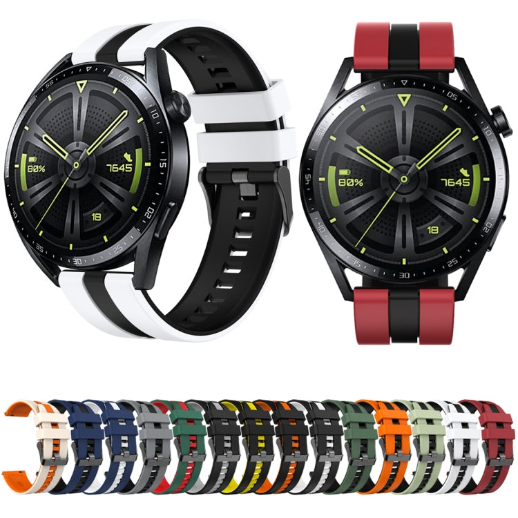 For Huawei Watch GT 3 / GT 3 Pro Vertical Two Color Silicone Watch Band(Black+White) - Watch Bands by PMC TechLife | Online Shopping South Africa | PMC TechLife