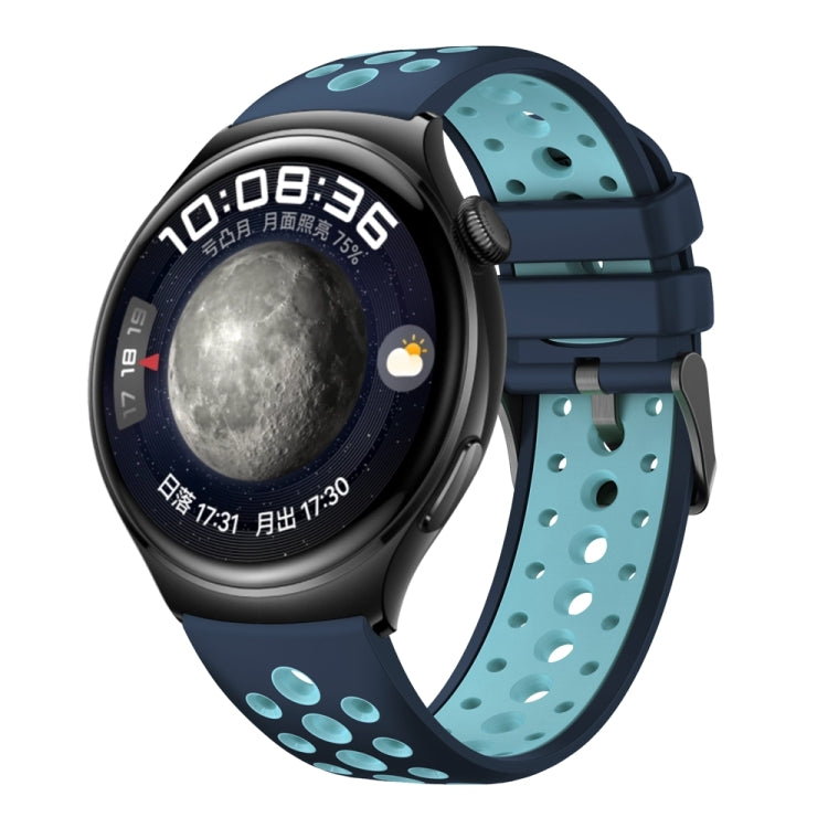 For Huawei Watch 4 Two Color Round Hole Silicone Watch Band(Lake Cyan) - Watch Bands by PMC TechLife | Online Shopping South Africa | PMC TechLife