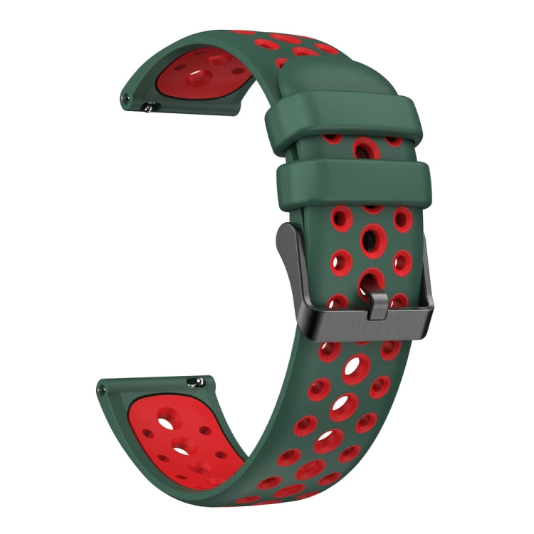 For Huawei Watch 4 Two Color Round Hole Silicone Watch Band(Dark Green Red) - Watch Bands by PMC TechLife | Online Shopping South Africa | PMC TechLife