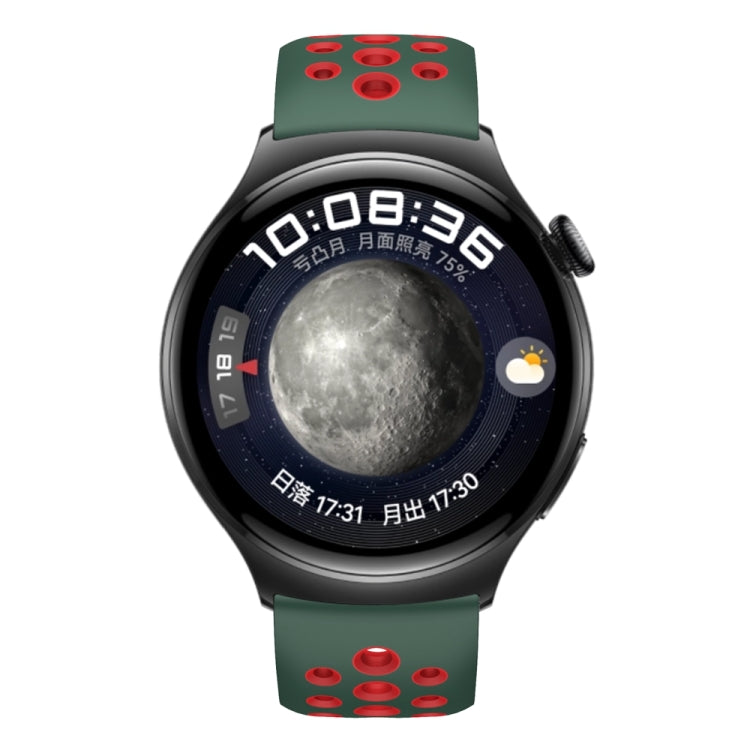 For Huawei Watch 4 Two Color Round Hole Silicone Watch Band(Dark Green Red) - Watch Bands by PMC TechLife | Online Shopping South Africa | PMC TechLife