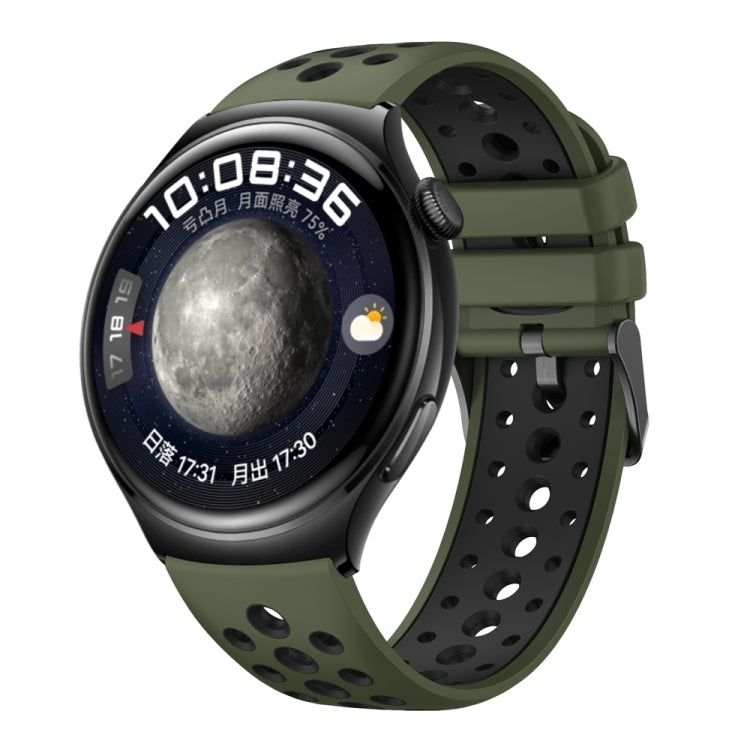For Huawei Watch 4 Two Color Round Hole Silicone Watch Band(Spruce Green) - Watch Bands by PMC TechLife | Online Shopping South Africa | PMC TechLife