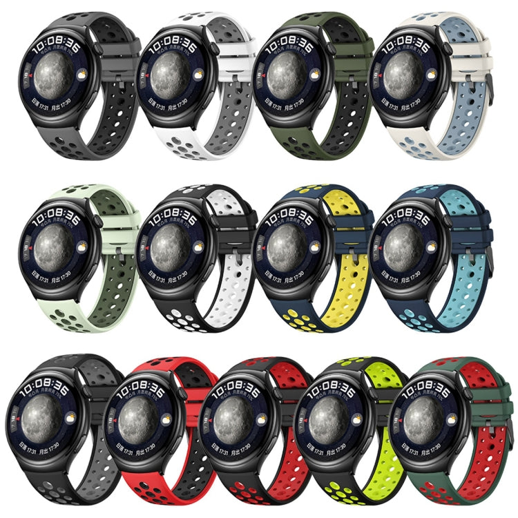 For Huawei Watch 4 Two Color Round Hole Silicone Watch Band(Lake Cyan) - Watch Bands by PMC TechLife | Online Shopping South Africa | PMC TechLife