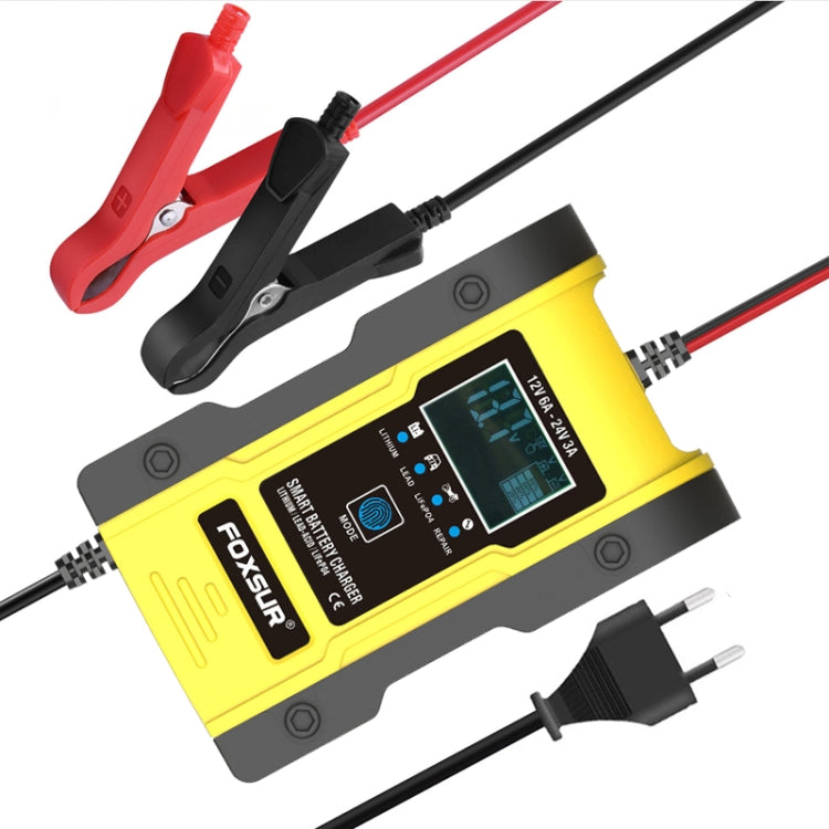 FOXSUR 12V-24V Car Motorcycle Repair Battery Charger AGM Charger Color:Yellow(EU Plug) - Battery Charger by FOXSUR | Online Shopping South Africa | PMC TechLife | Buy Now Pay Later Mobicred