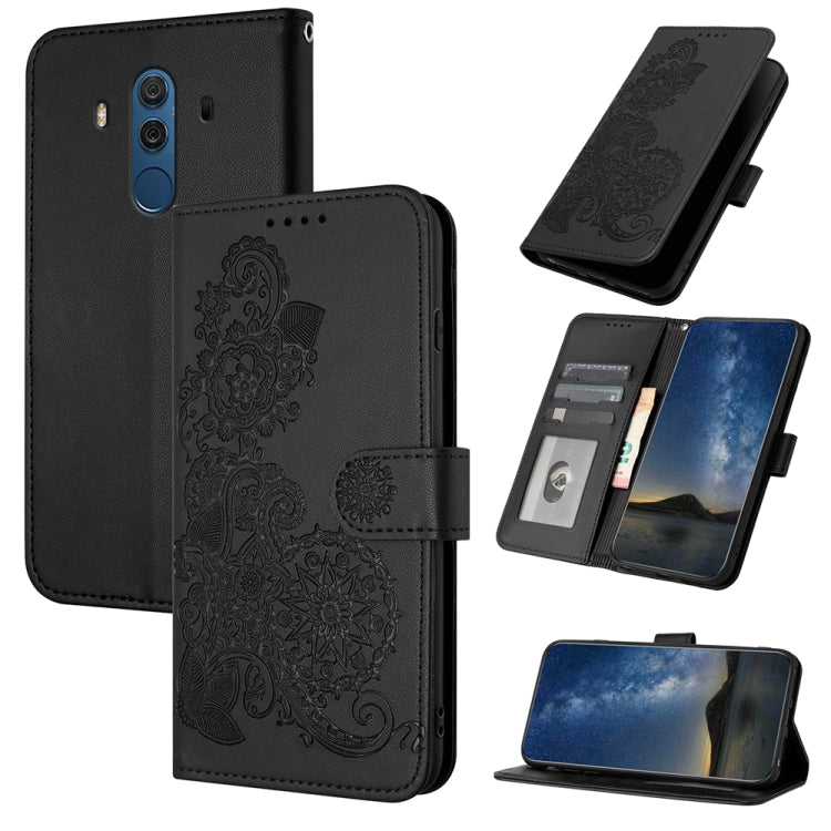 For Huawei Mate 10 Pro Datura Flower Embossed Flip Leather Phone Case(Black) - Huawei Cases by PMC TechLife | Online Shopping South Africa | PMC TechLife | Buy Now Pay Later Mobicred
