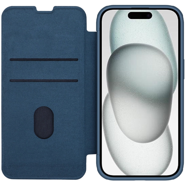 For iPhone 15 Plus NILLKIN QIN Series Pro Fabric Textured Leather Phone Case(Blue) - iPhone 15 Pro Max Cases by NILLKIN | Online Shopping South Africa | PMC TechLife | Buy Now Pay Later Mobicred