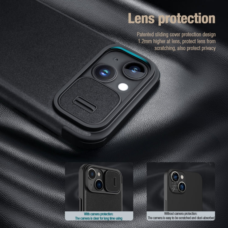 For iPhone 15 Plus NILLKIN QIN Series Pro Fabric Textured Leather Phone Case(Blue) - iPhone 15 Pro Max Cases by NILLKIN | Online Shopping South Africa | PMC TechLife | Buy Now Pay Later Mobicred