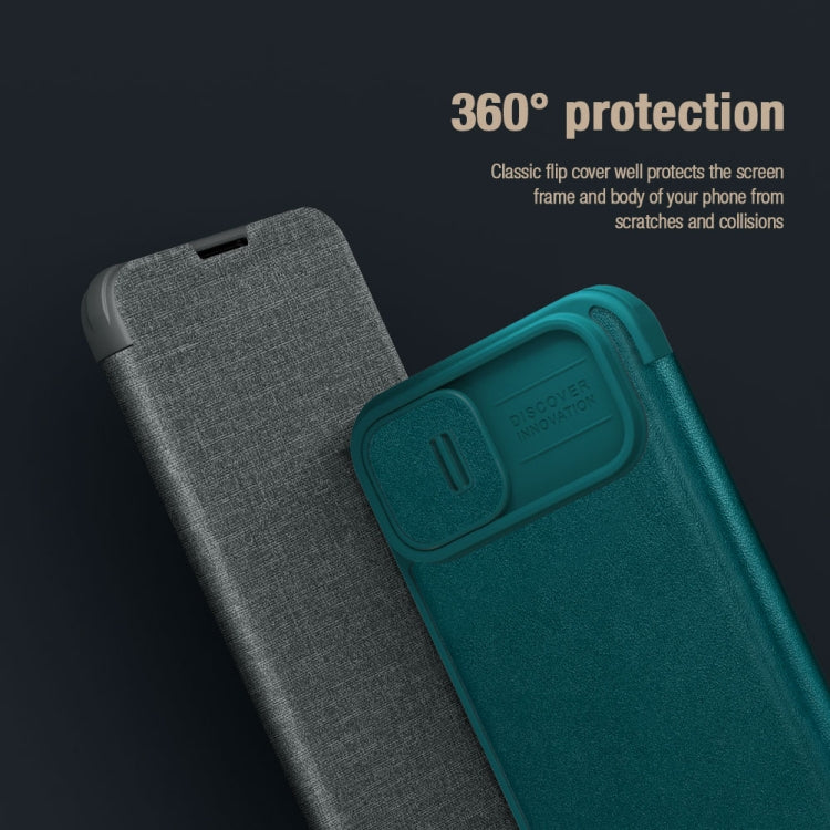 For iPhone 15 Plus NILLKIN QIN Series Pro Fabric Textured Leather Phone Case(Blue) - iPhone 15 Pro Max Cases by NILLKIN | Online Shopping South Africa | PMC TechLife | Buy Now Pay Later Mobicred