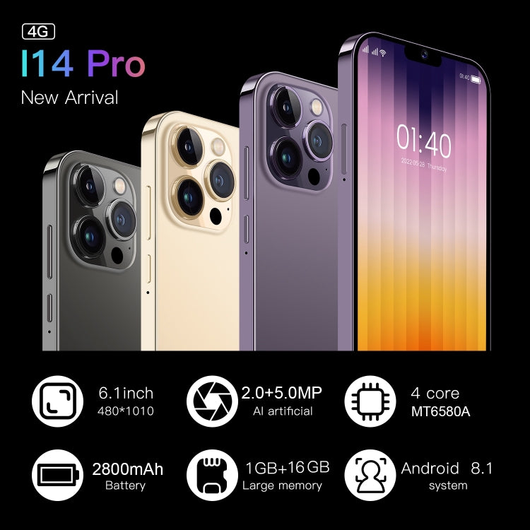 I14 Pro / N85 4G, 1GB+8GB, 6.1 inch Screen, Face Identification, Android  8.1 MTK6737 Quad Core, Network: 4G, Dual SIM(Gold) - free shipping - PMC TechLife - Order now!