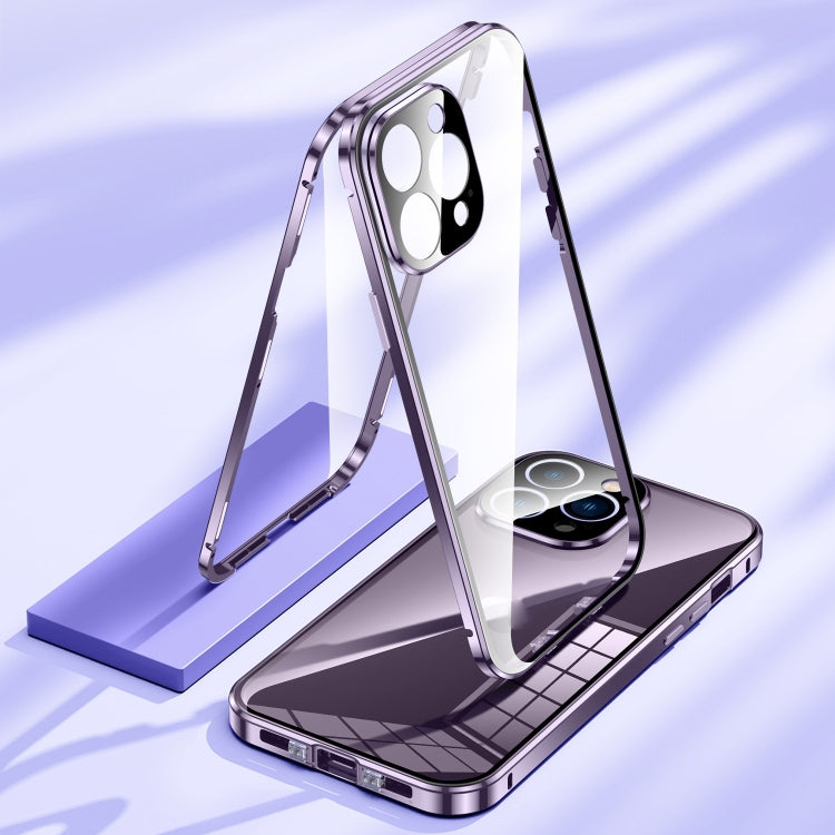 For iPhone 15 Pro Magnetic Double-buckle HD Tempered Glass Phone Case(Black) - iPhone 15 Pro Cases by PMC TechLife | Online Shopping South Africa | PMC TechLife | Buy Now Pay Later Mobicred