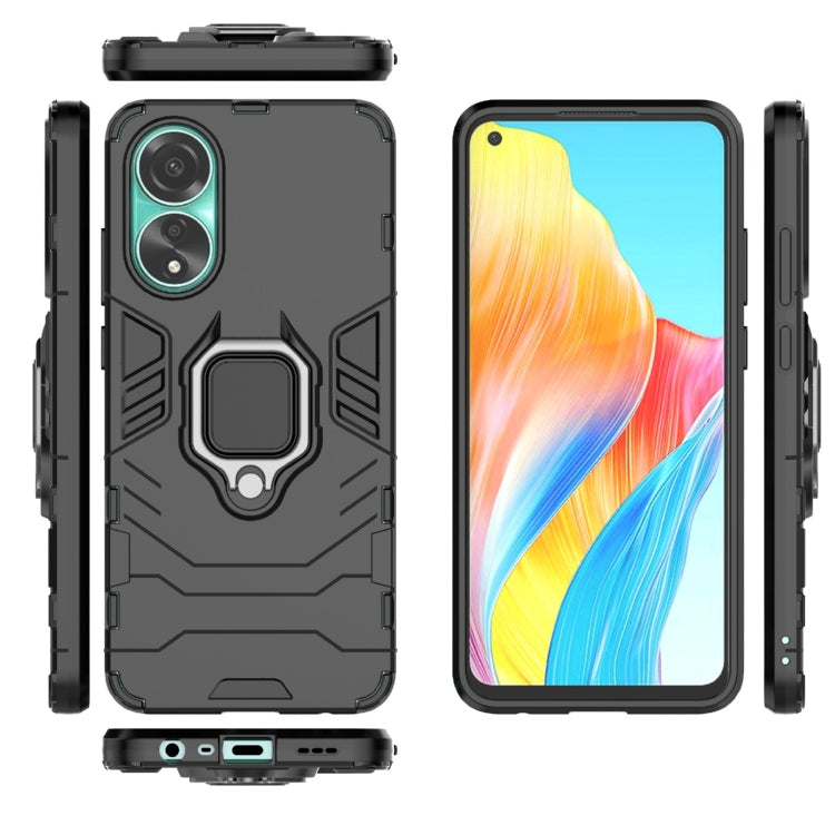 For OPPO A78 4G Shockproof PC + TPU Holder Phone Case(Black) - OPPO Cases by PMC TechLife | Online Shopping South Africa | PMC TechLife | Buy Now Pay Later Mobicred