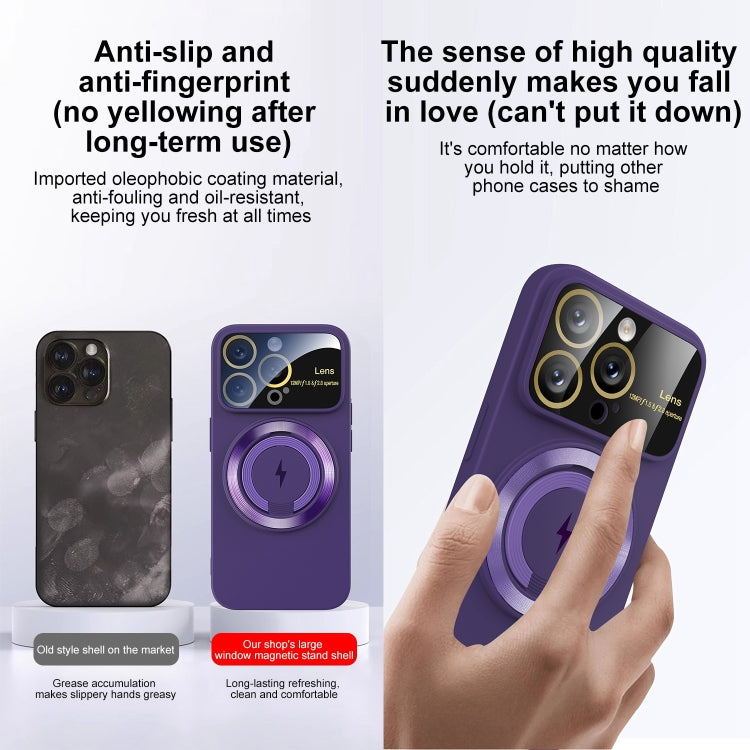 For iPhone 14 Pro Large Window MagSafe Magnetic Holder Phone Case(Dark Purple) - free shipping - PMC TechLife - Order now!
