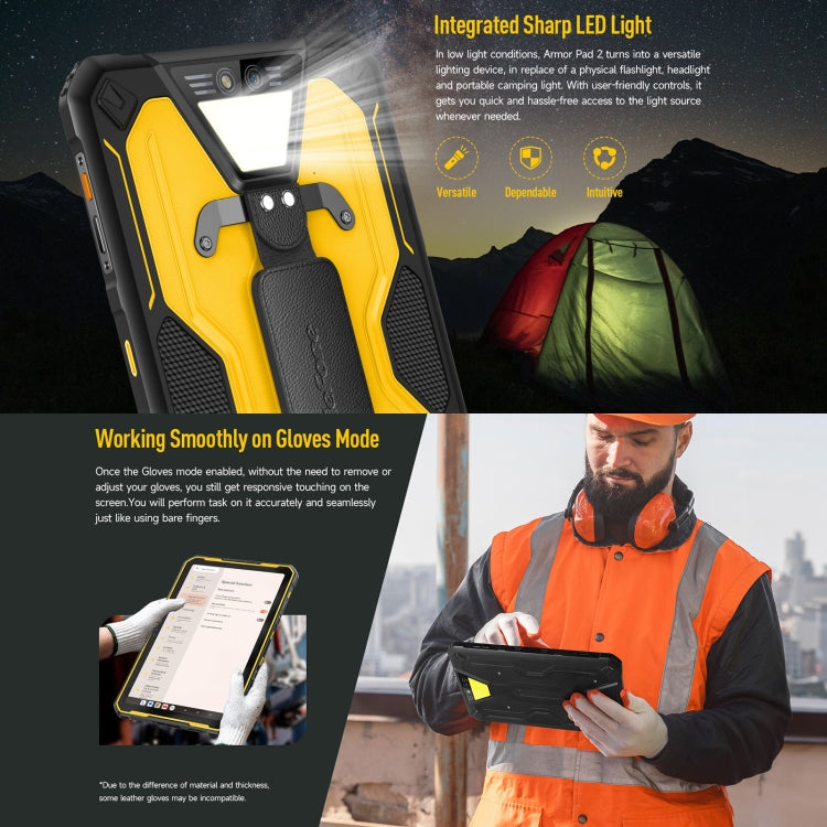 Ulefone Armor Pad 2 Rugged Tablet PC, 16GB+256GB 11 inch Android 13 MediaTek Helio G99 Octa Core 4G Network EU Plug(Yellow) - free shipping - PMC TechLife - Order now!