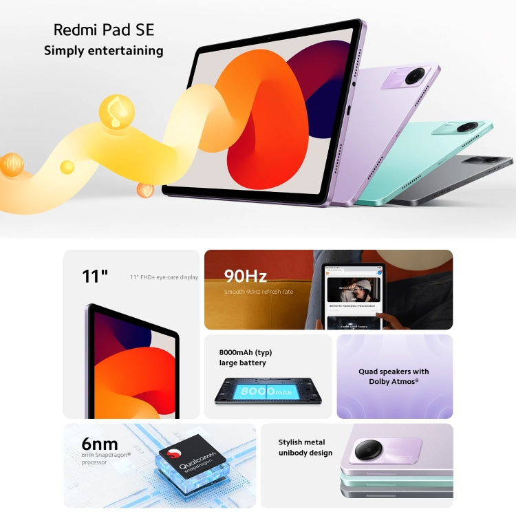 Xiaomi Redmi Pad SE 11 inch, 8GB+128GB, MIUI Pad 14 OS Qualcomm Snapdragon 680 Octa Core, Not Support Google Play(Green) - free shipping - PMC TechLife - Order now!