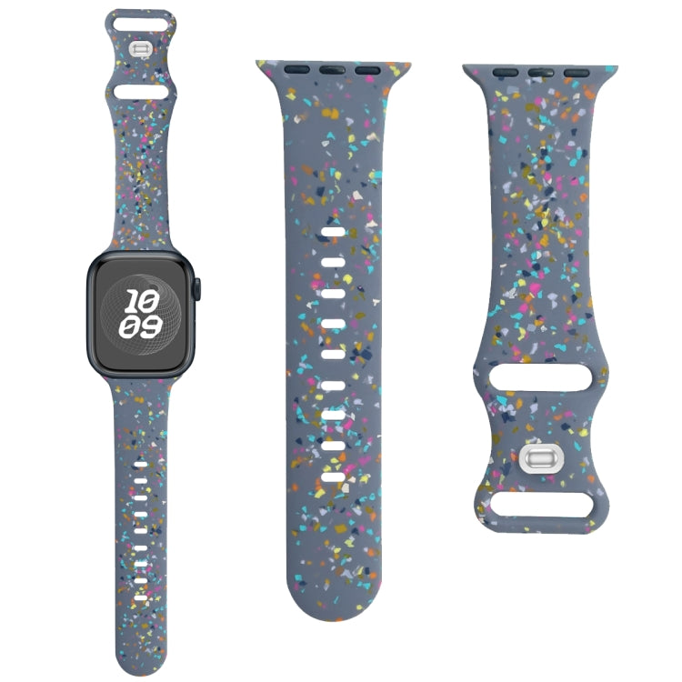 For Apple Watch SE 2023 40mm Floral Silicone Watch Band(Grey) - Watch Bands by PMC TechLife | Online Shopping South Africa | PMC TechLife