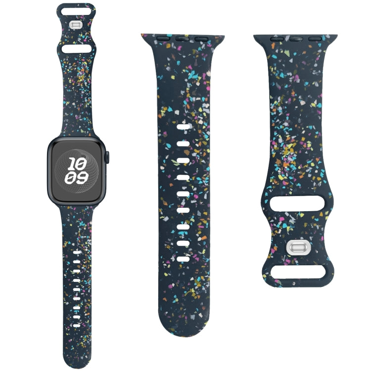 For Apple Watch Serie 9 45mm Floral Silicone Watch Band(Blue) - Watch Bands by PMC TechLife | Online Shopping South Africa | PMC TechLife
