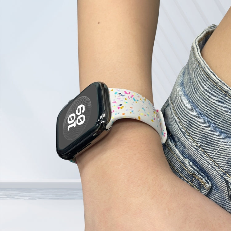 For Apple Watch SE 2022 44mm Floral Silicone Watch Band(Starlight) - Watch Bands by PMC TechLife | Online Shopping South Africa | PMC TechLife