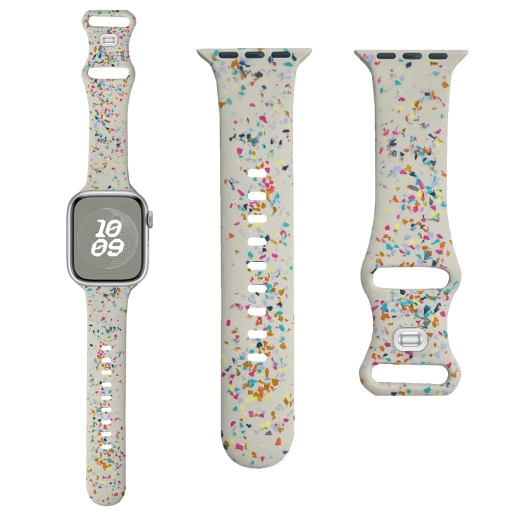 For Apple Watch Serie 7 45mm Floral Silicone Watch Band(Starlight) - Watch Bands by PMC TechLife | Online Shopping South Africa | PMC TechLife