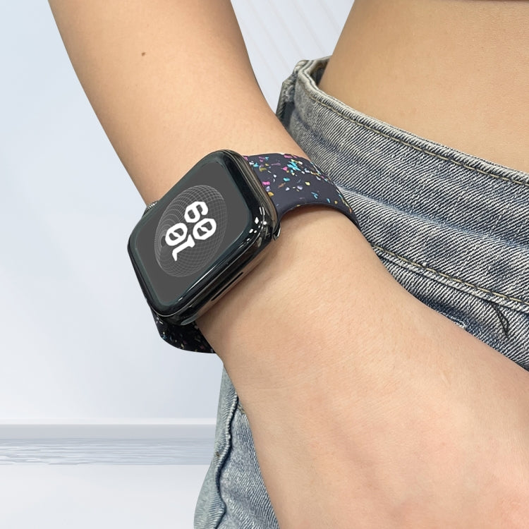 For Apple Watch 38mm Floral Silicone Watch Band(Blue) - Watch Bands by PMC TechLife | Online Shopping South Africa | PMC TechLife