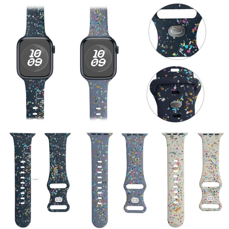 For Apple Watch Serie 7 45mm Floral Silicone Watch Band(Blue) - Watch Bands by PMC TechLife | Online Shopping South Africa | PMC TechLife