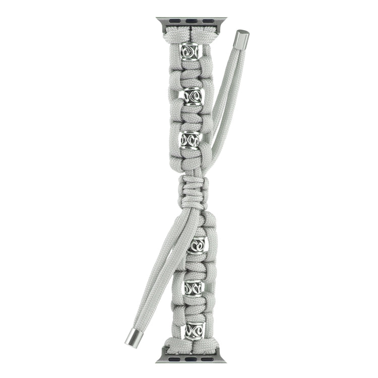 For Apple Watch Series 4 44mm Silk Silver Beads Braided Watch Band(Grey) - Watch Bands by PMC TechLife | Online Shopping South Africa | PMC TechLife