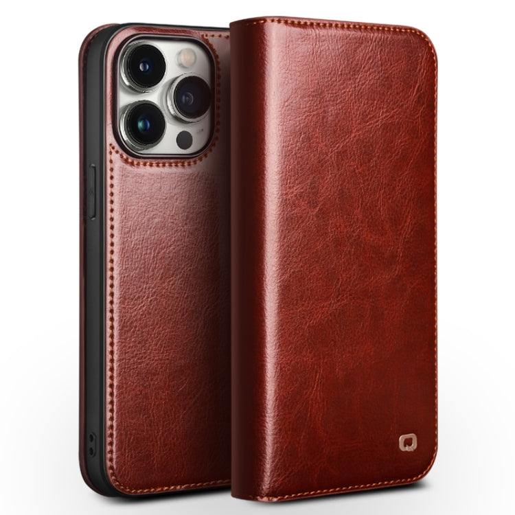 For iPhone 15 Pro Max QIALINO Classic Genuine Leather Phone Case(Brown) - free shipping - PMC TechLife - Order now!