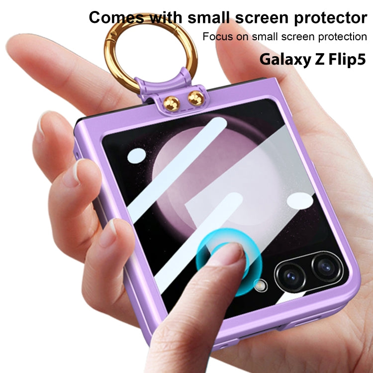 For Samsung Galaxy Z Flip5 GKK Integrated Ultra-thin PC Ring Holder Phone Case(Dark Green) - Galaxy Z Flip5 Cases by GKK | Online Shopping South Africa | PMC TechLife | Buy Now Pay Later Mobicred