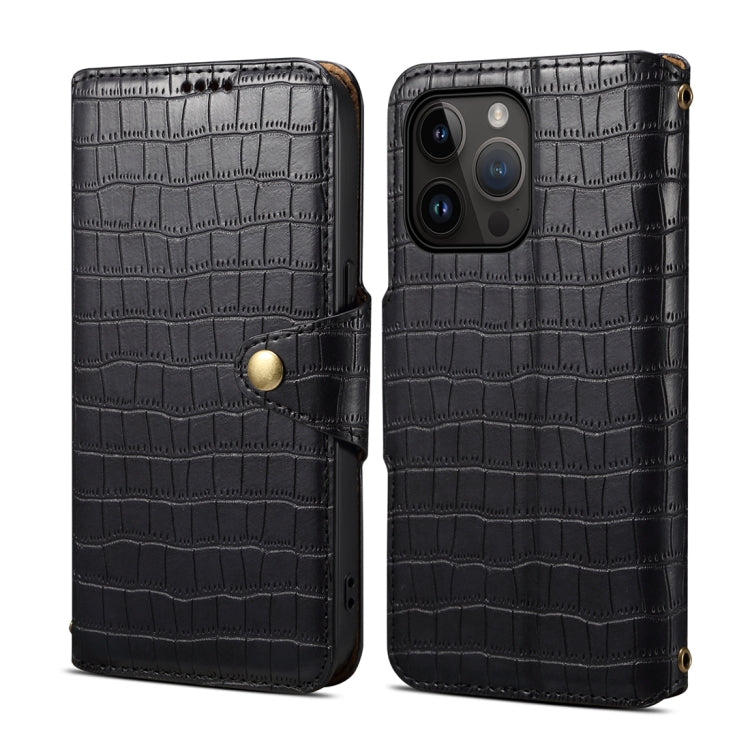 For iPhone 14 Pro Max Denior Crocodile Texture Oil Edge Leather Phone Case(Black) - free shipping - PMC TechLife - Order now!