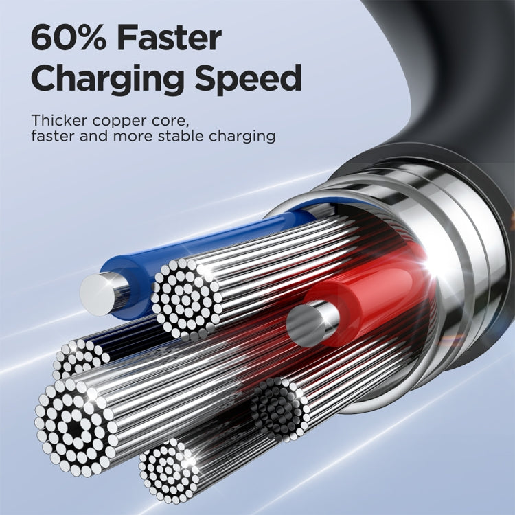 JOYROOM SA38-AC3 3A USB to USB-C / Type-C Coiled Fast Charging Data Cable, Length:1.5m(Black) - USB-C & Type-C Cable by PMC TechLife | Online Shopping South Africa | PMC TechLife