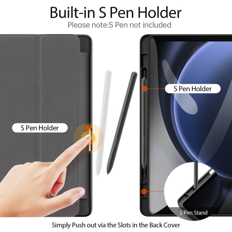 For Samsung Galaxy Tab S9 FE / S10 FE DUX DUCIS Domo Series Magnetic Flip Leather Tablet Case(Black) - Galaxy Tab S9 FE by DUX DUCIS | Online Shopping South Africa | PMC TechLife | Buy Now Pay Later Mobicred