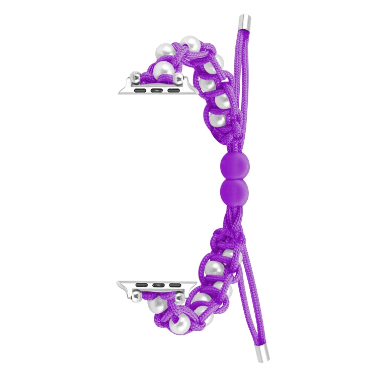 For Apple Watch SE 2023 40mm Paracord Gypsophila Beads Drawstring Braided Watch Band(Purple) - free shipping - PMC TechLife - Order now!