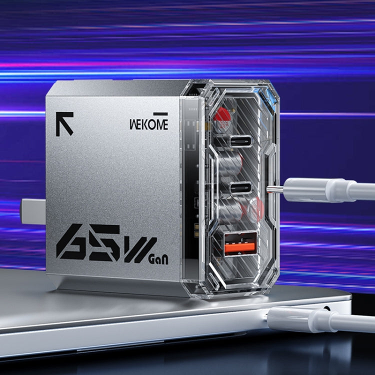 WK WP-U156 Pioneer Series 65W USB+Dual USB-C/Type-C GaN Charger(Silver) - free shipping - PMC TechLife - Order now!