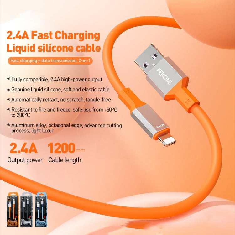 WK WDC-17 2.4A USB to 8 Pin Silicone Data Cable, Length: 1.2m(Orange) - Normal Style Cable by WK | Online Shopping South Africa | PMC TechLife | Buy Now Pay Later Mobicred