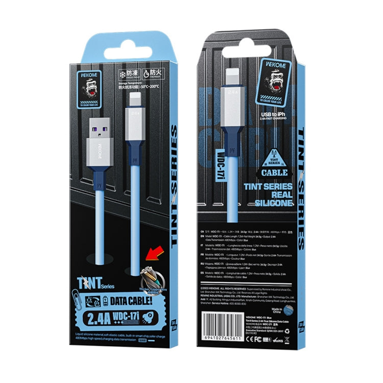 WK WDC-17 2.4A USB to 8 Pin Silicone Data Cable, Length: 1.2m(Blue) - free shipping - PMC TechLife - Order now!