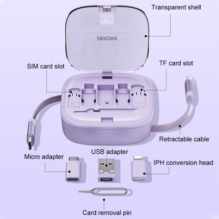 WK WDC-15 Pioneer Series 65W USB-C/Type-C to USB-C/Type-C Multifunctional Telescopic Storage Data Cable, Length: 1m(White) - Multifunction Cable by WK | Online Shopping South Africa | PMC TechLife | Buy Now Pay Later Mobicred