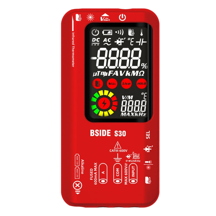 BSIDE S30 Smart Color Screen Infrared Temperature Measurement Multimeter(Red) - free shipping - PMC TechLife - Order now!