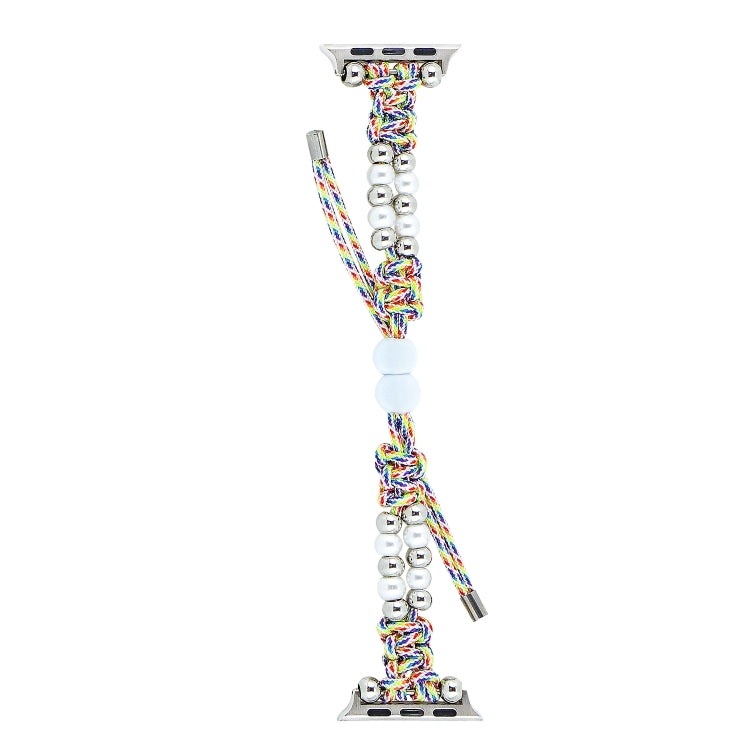 For Apple Watch Series 5 40mm Paracord Row Beads Drawstring Braided Watch Band(Rainbow) - Watch Bands by PMC TechLife | Online Shopping South Africa | PMC TechLife