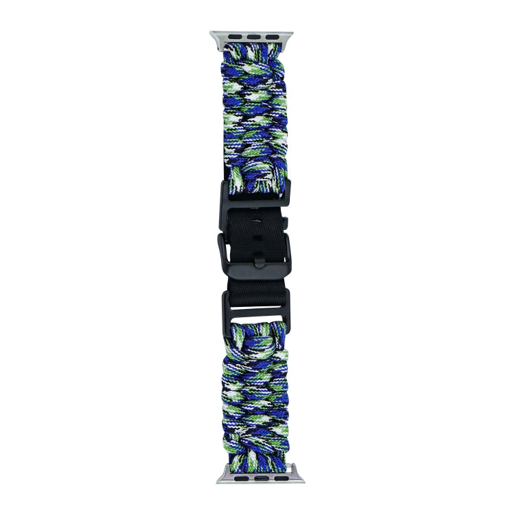 For Apple Watch Series 8 45mm Paracord Plain Braided Webbing Buckle Watch Band(Blue Green) - free shipping - PMC TechLife - Order now!