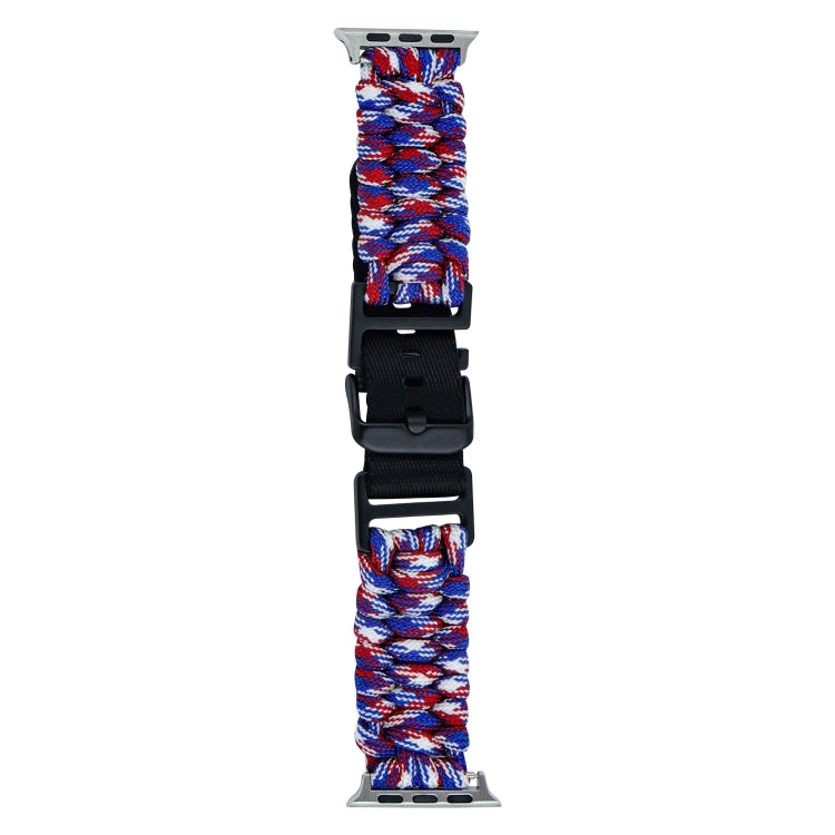 For Apple Watch SE 44mm Paracord Plain Braided Webbing Buckle Watch Band(Red White Blue) - free shipping - PMC TechLife - Order now!