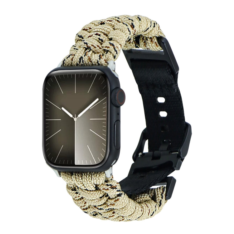 For Apple Watch Series 3 38mm Paracord Plain Braided Webbing Buckle Watch Band(Khaki Camouflage) - free shipping - PMC TechLife - Order now!
