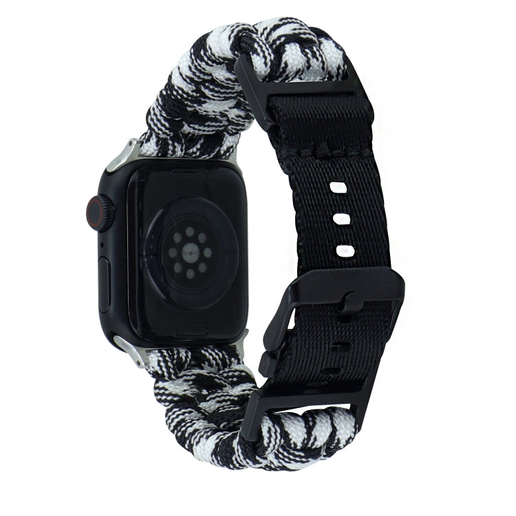 For Apple Watch Series 2 42mm Paracord Plain Braided Webbing Buckle Watch Band(Black White) - free shipping - PMC TechLife - Order now!