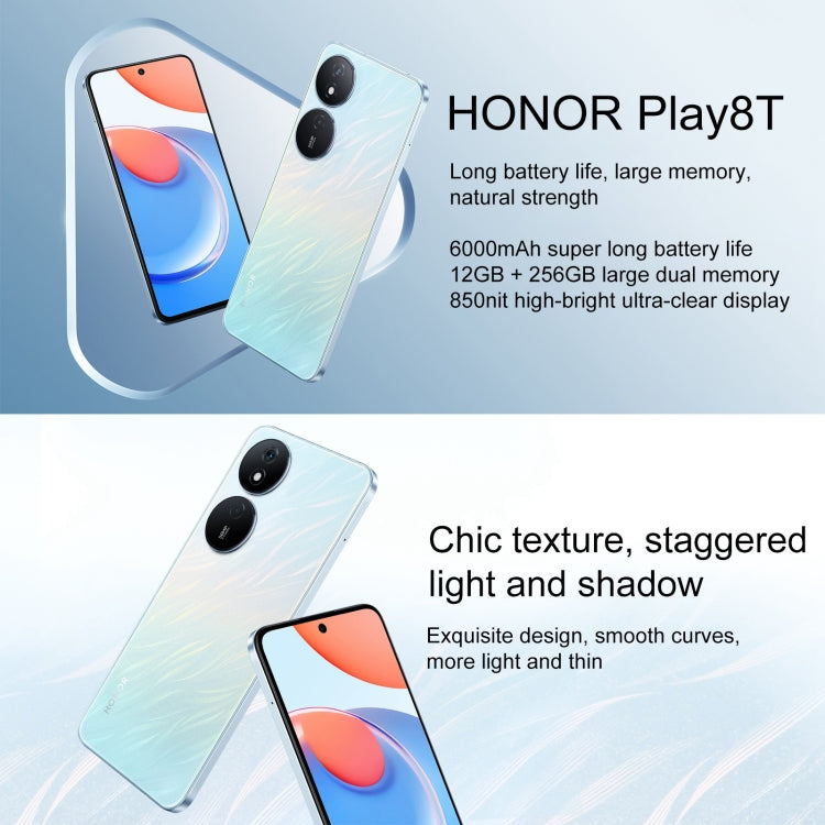 Honor Play8T, 12GB+256GB,  6.8 inch MagicOS 7.2 Dimensity 6080 Octa Core up to 2.4GHz, Network: 5G, OTG, Not Support Google Play(Silver) - free shipping - PMC TechLife - Order now!