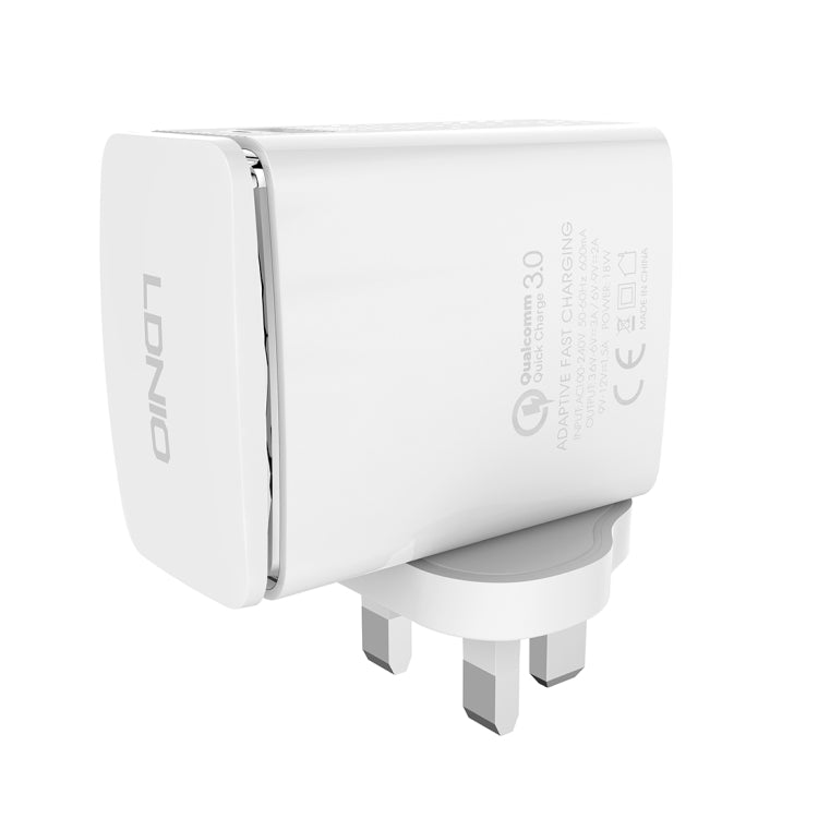 LDNIO A1301Q 2 in 1 18W QC3.0 USB Interface Travel Charger Mobile Phone Charger with 8 Pin Data Cable, UK Plug - USB Charger by LDNIO | Online Shopping South Africa | PMC TechLife | Buy Now Pay Later Mobicred