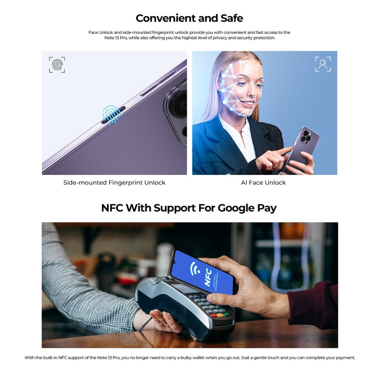 HOTWAV Note 13 Pro, 8GB+256GB, Side Fingerprint Identification, 6.6 inch Android 13 UMS9230 T606 Octa Core up to 1.6GHz, Network: 4G, NFC, OTG(Purple) - free shipping - PMC TechLife - Order now!