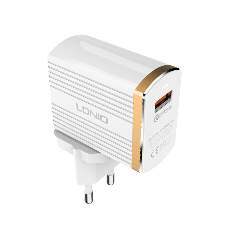 LDNIO A1302Q 2 in 1 18W QC3.0 USB Interface Grid Shape Travel Charger Mobile Phone Charger with Type-C / USB-C Data Cable, EU Plug - free shipping - PMC TechLife - Order now!