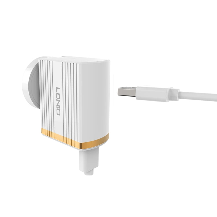 LDNIO A1302Q 2 in 1 18W QC3.0 USB Interface Grid Shape Travel Charger Mobile Phone Charger with Micro USB Data Cable, UK Plug - USB Charger by LDNIO | Online Shopping South Africa | PMC TechLife | Buy Now Pay Later Mobicred