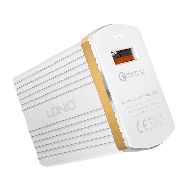 LDNIO A1302Q 2 in 1 18W QC3.0 USB Interface Grid Shape Travel Charger Mobile Phone Charger with Micro USB Data Cable, UK Plug - USB Charger by LDNIO | Online Shopping South Africa | PMC TechLife | Buy Now Pay Later Mobicred