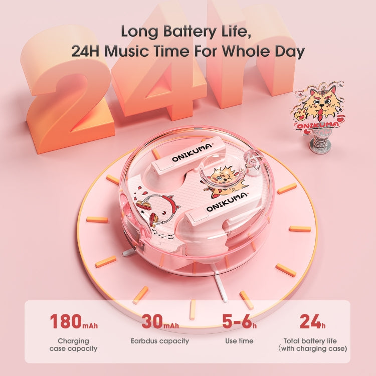 ONIKUMA T301 Transparent Cartoon Wireless Bluetooth Earphone(Pink) - free shipping - PMC TechLife - Order now!
