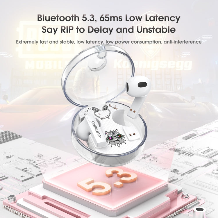 ONIKUMA T301 Transparent Cartoon Wireless Bluetooth Earphone(White) - free shipping - PMC TechLife - Order now!