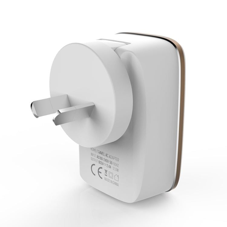 LDNIO A2204 2 in 1 12W Dual USB Interface Travel Charger Mobile Phone Charger with 8 Pin Data Cable, AU Plug - free shipping - PMC TechLife - Order now!